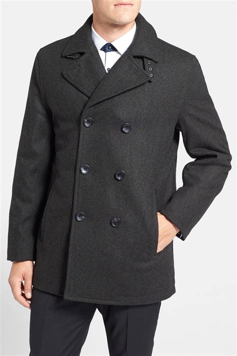 mens michael kors pea coat|michael kors double breasted peacoat.